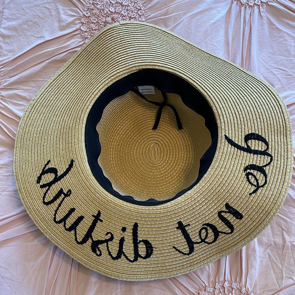 C.C Women's Paper Weaved Crushable Beach Embroidered Quote Floppy Brim S… - Picture 4 of 11